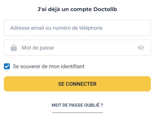 Se connecter à mon compte Doctolib